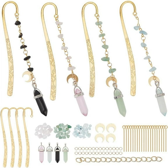 4 Set DIY Metal Bookmarks Clips Making Bookmark Book Marks Women Gift Crystal Pendant Style Metal Bookmark Craft Kit Metal Bookmarks Book Lovers Friend Gift Silver