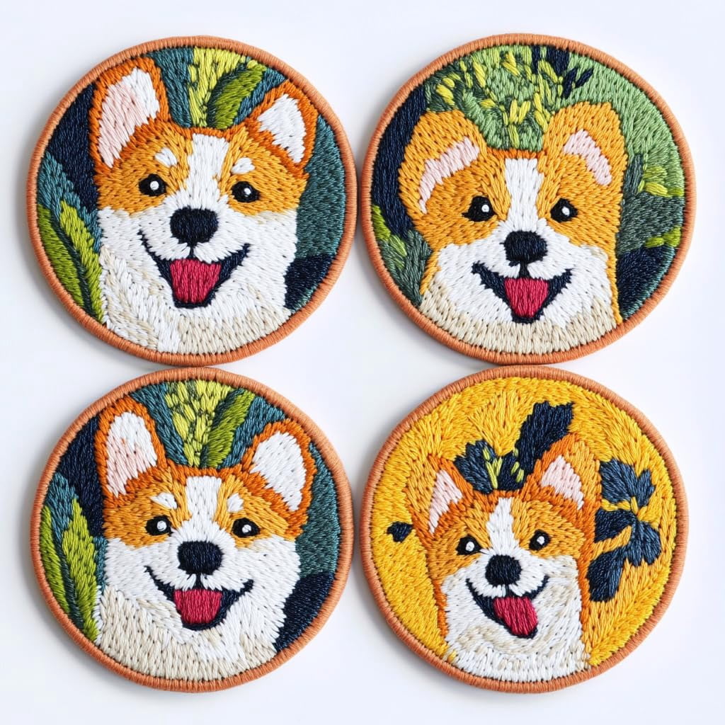 4 Set DIY Punch Needle Coaster Kits Cute Baby Co Easy for Beginners with Adhesive Felt Hoop Punch Needle Embroidery Starter Set with Pattern for Drink Cups Mat Home Decor-9
