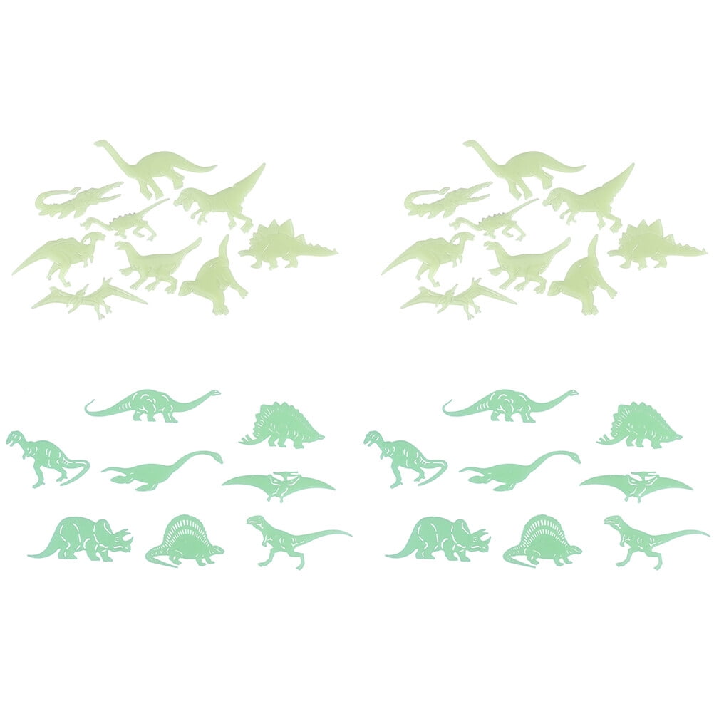 4 Set Dino Luminous Wall Stickers - Glow in Dark 3D Dinosaur Decor for Kids Room