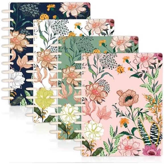 4 Set Discbound Notebook Cover and Disc Set Letter Size 8.5x11in Colorful Pattern 11 Hole Discbound Planner System Waterproof Discbound Notebook Accessories Customizable Notebook for Fill Page Office