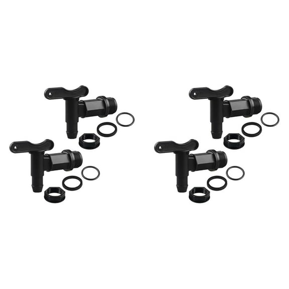 4 Set Drum Spigot Faucet Pail Taps with Gasket Plastic Construction Materials NPT Connection for Plastic Gallon Drums