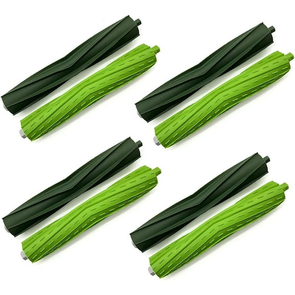 4 Set Dual Multi-Surface Rubber Roller Brushes Replacement Parts Compatible with iRobot Roomba J & I & E Series J7 J7+ i7 i7+ i3 i4 i6 i6+ i8 i8+Plus E5 E6 E7 Vacuum Cleaner