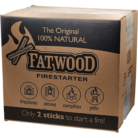 Wood Products Fatwood Fire Starter - Waterproof Combustible - 4 Piece, Brown