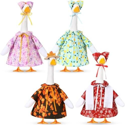 4 Set Fall Winter Spring Summer Goose Outfits Seasonal Cute Porch Goose ...