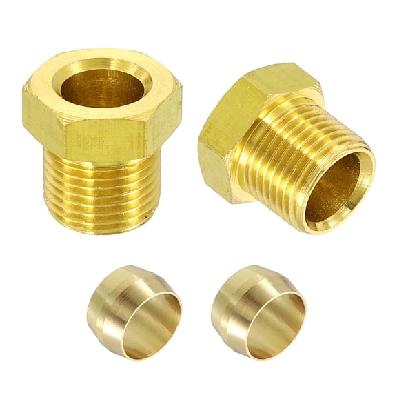 4 Set Fit for 8mm Tube Brass Compression Assortment Kit, Sleeve Ferrule & Nut Kits for Water Oil Air Pipes