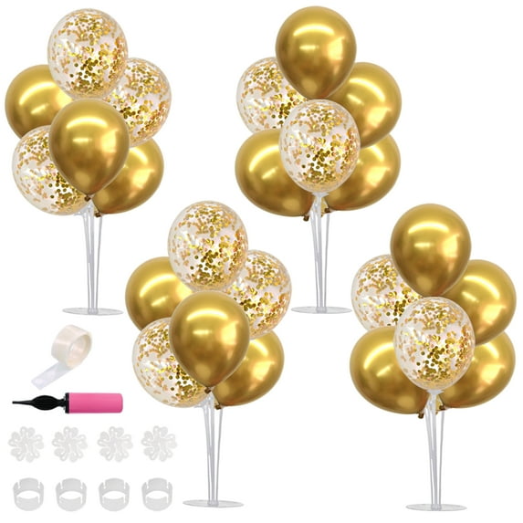 4 Set Gold Balloon Stand Kit for Birthday, Graduation, New Year Party Decor