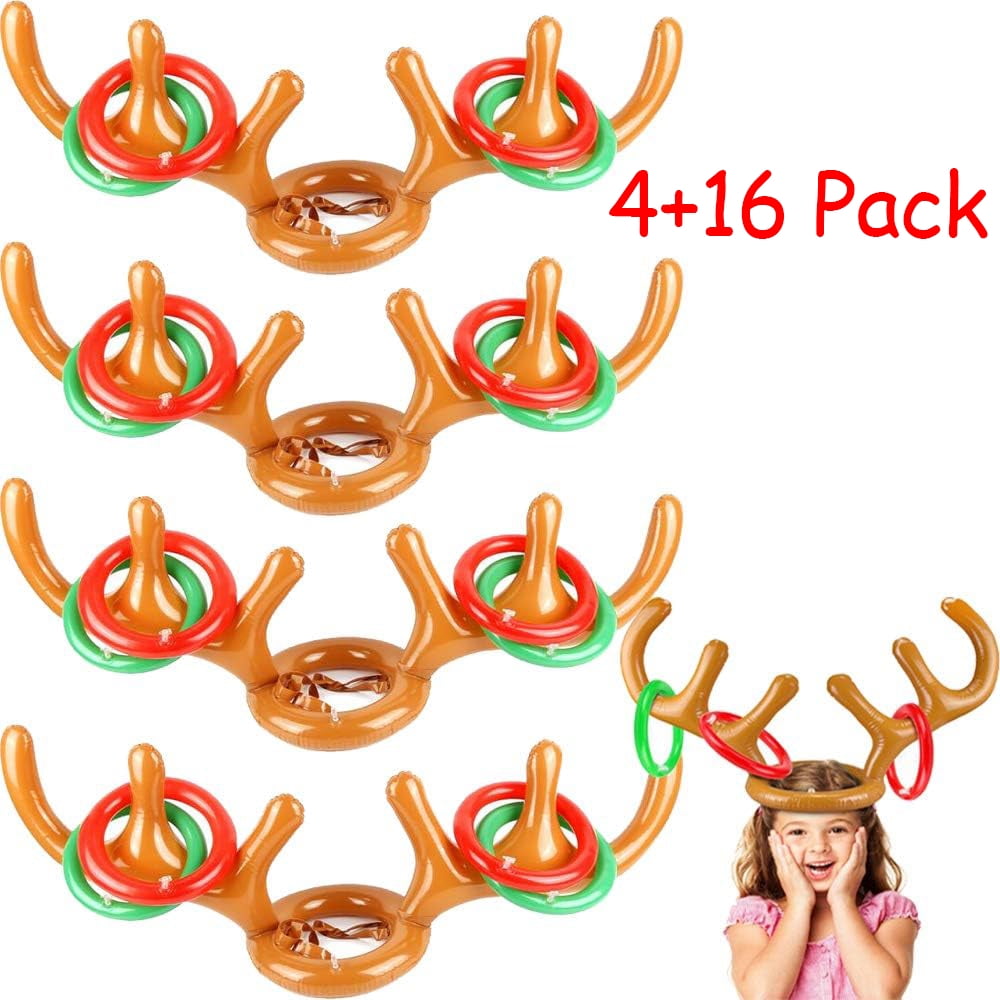 4 Set Inflatable Reindeer Antler Ring Toss Game,Antlers Ring Hook Game