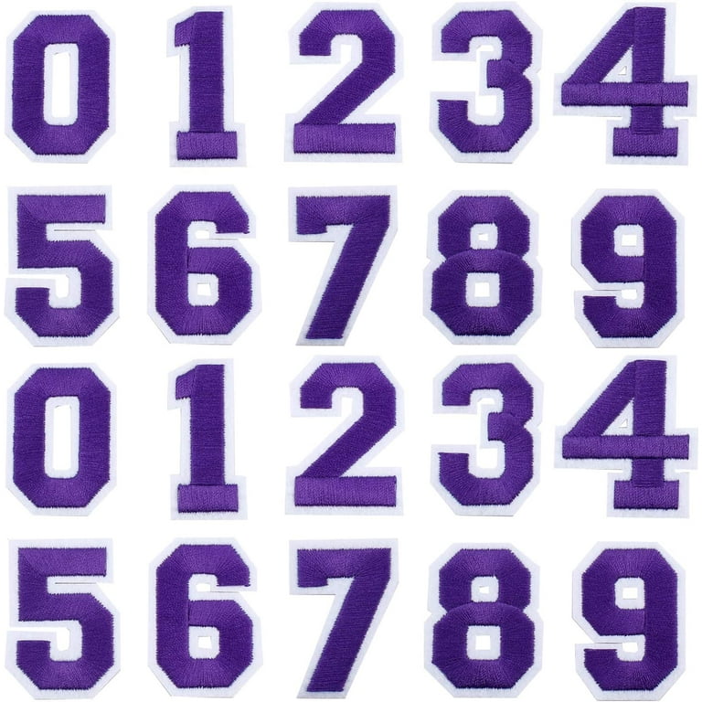 4 Set Iron On Numbers Patches Sew On Applique Patches 0-9 Applique  Embroidered Patch for Backpacks Clothing Shoe Shirt Hat Purple 
