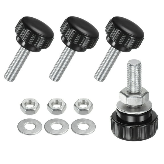 4 Set Knurled Clamping Knobs with Nuts Washers, M8x25mm Male Thread Thumbscrew