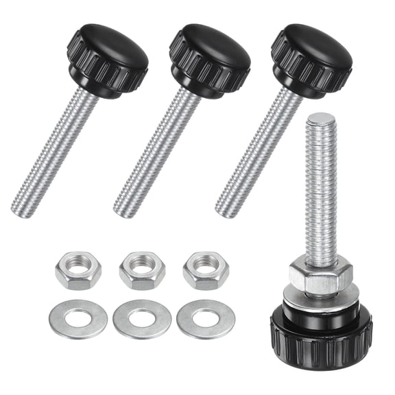 4 Set Knurled Clamping Knobs with Nuts Washers, M8x40mm Male Thread Thumbscrew