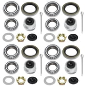 4 Set L68149 L44649 Trailer Axle Bearings Kit with 171255TB Grease Seals,1.98 Trailer Dust Caps, Cotter Pins, Axle Nuts & Washers, Fits for 1-3/8 to 1-1/16 3500 Lbs Trailer Axle #84 Spindle