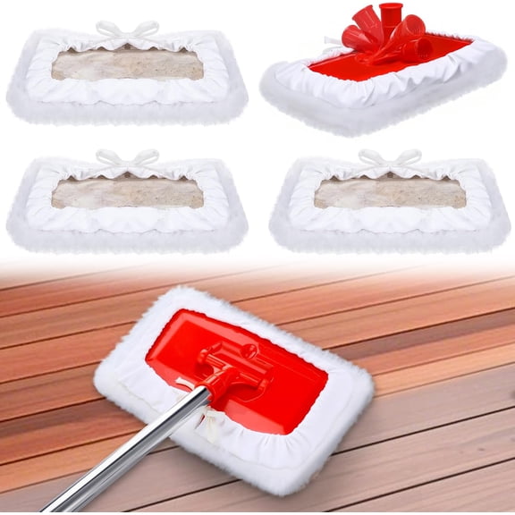 4 Set Lambswool Applicator Kit 10 Inch 180 Adjustable Lambskin Deck Stain Applicator with 3 Lambs Wool Refill Pads No Waste Reusable for Wood Deck Floor Fence Walls Floor Finish