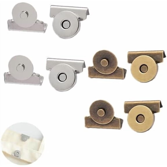 4 Set Magnetic Buttons Snap Buckle Clip Fasteners Closure Non-Sewing Clasps for Bags Handbag Purse Wallet Cotton Canvas Tote Clothes Craft Grocery Shopping Beach Bag DIY Parts$$Art & Craft