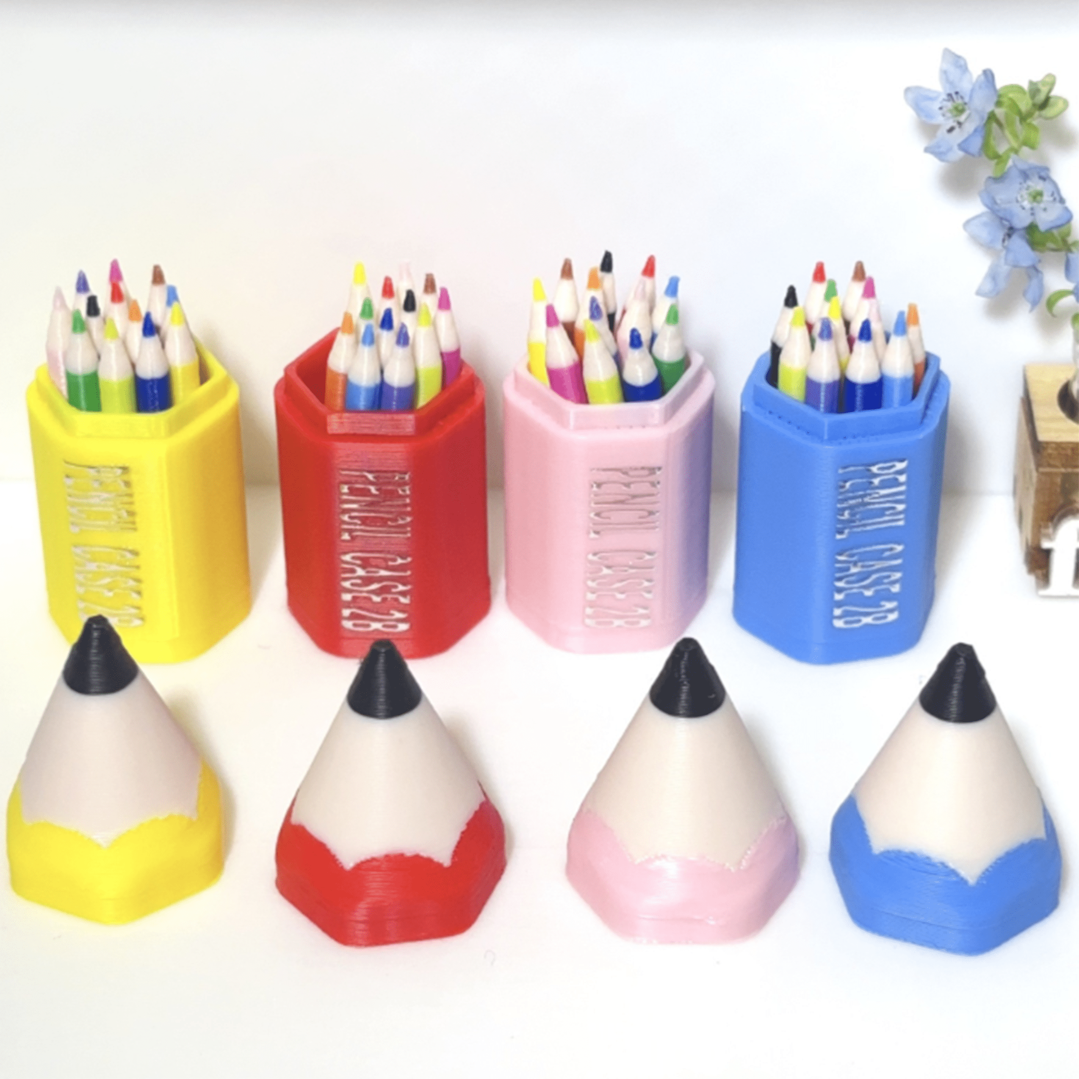 4 Set Mini Colored Pencil Set with Red Storage Case, Tiny Dollhouse Desk Accessories for Miniature Scenes, Realistic Micro Stationery for Doll Room Classroom DIY Craft Gift(wwx)