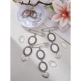 thumbnail image 1 of 4 Set Oval Alloy & Iron Flower Bouquet Photo Charms Glass Cabochons Picture Frame Pendant Silver Hangings Brooches Making Kits for Wedding Shower Bride 116mm, 1 of 3