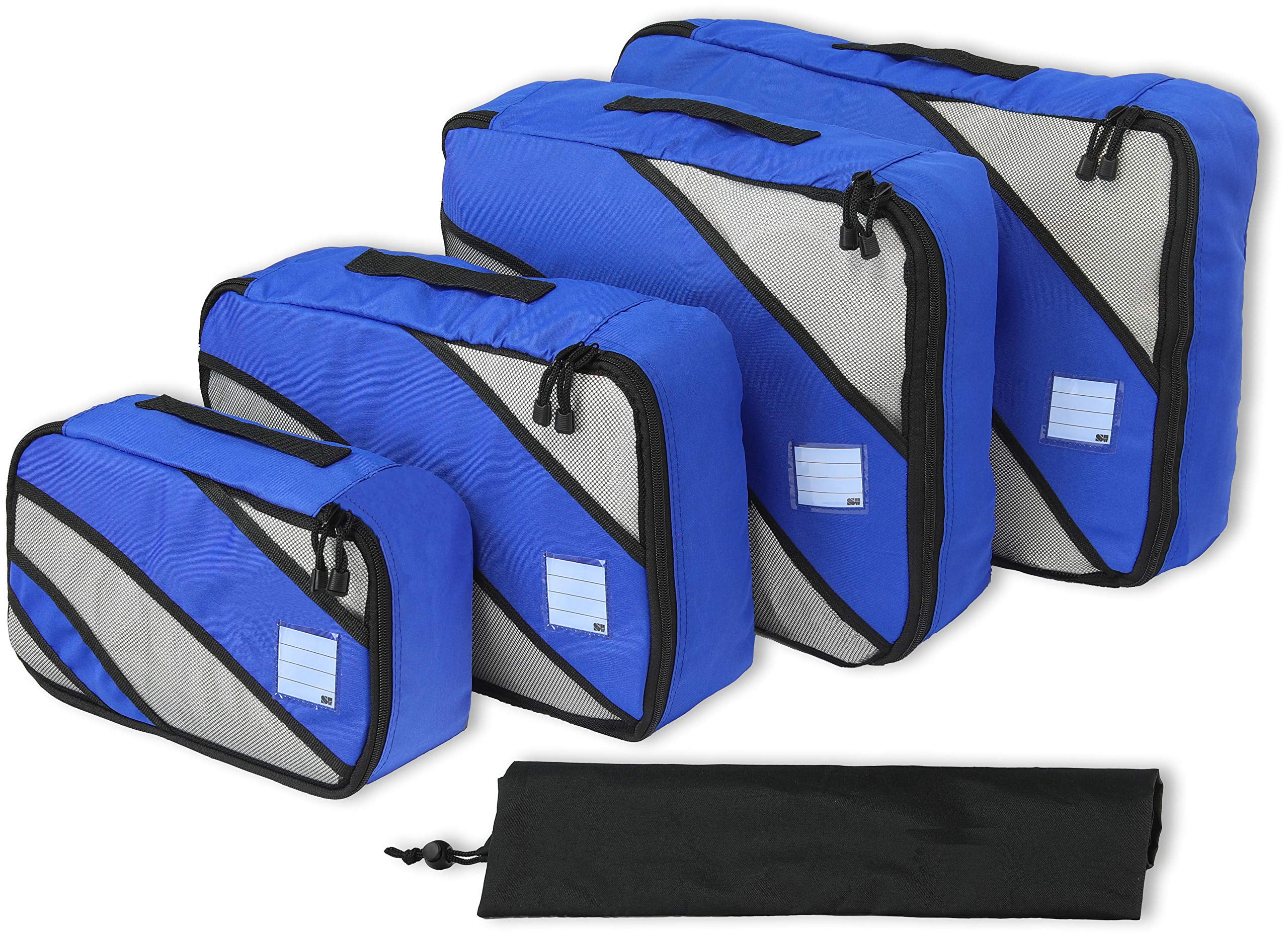 4 Set Packing Cube Travel Organizers with Laundry Bag, Blue