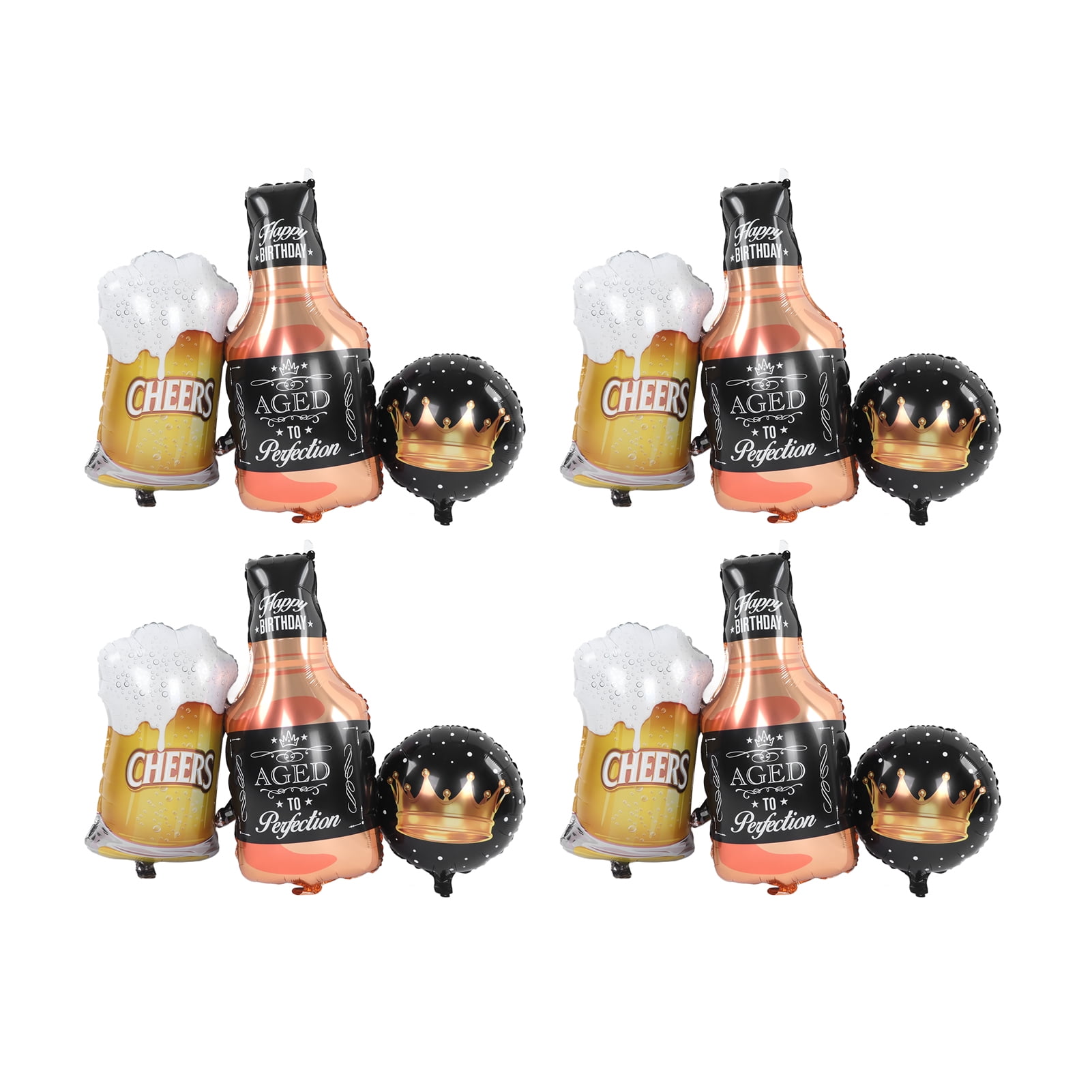 Large Beer Mug \u0026 Whisky Bottle Foil Balloons - Reusable Party Decorations Set of 4