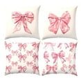 thumbnail image 1 of 4 Set Pillow Case Pink Bowknot Valentine's Day Modern Simple Peach Velvet Pillow Case (17 71 Inches * 17. 71-Inch) Suitable for Living Room, Sofa, Bedroom Furnishing Decoration (Excluding Pillow Core), 1 of 5