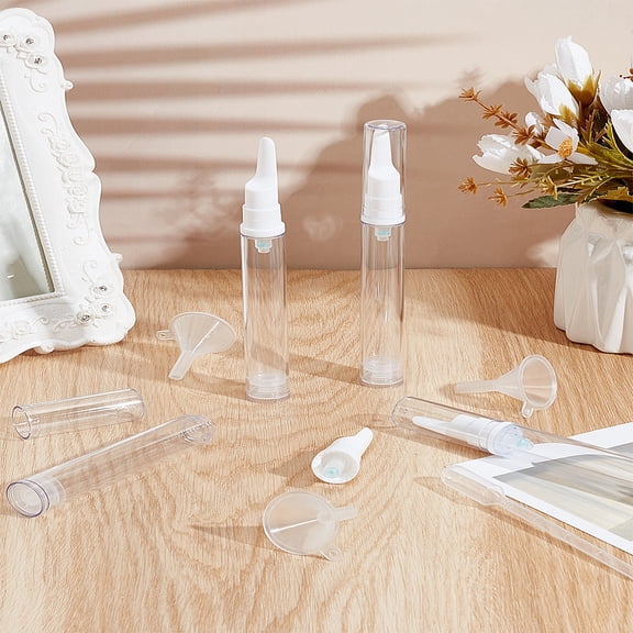 4 Set Plastic Pump Bottles Airless Pump Jars Travel Container Travel Eye Cream Dispenser Empty Refillable Cosmetic Bottles