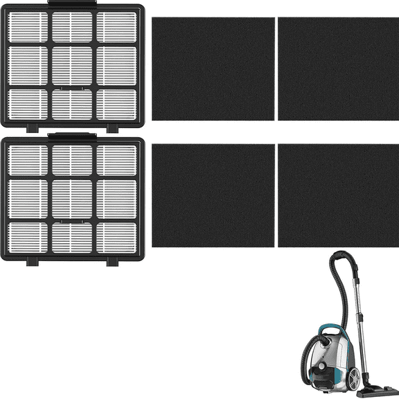 2 Set Replacement Filter Kit for EUREKA NEN170 Bagless Canister Vacuum Cleaner, Contains 2 HEPA Filters & 4 Inlet Fliter Sponge Filters Accessories Parts
