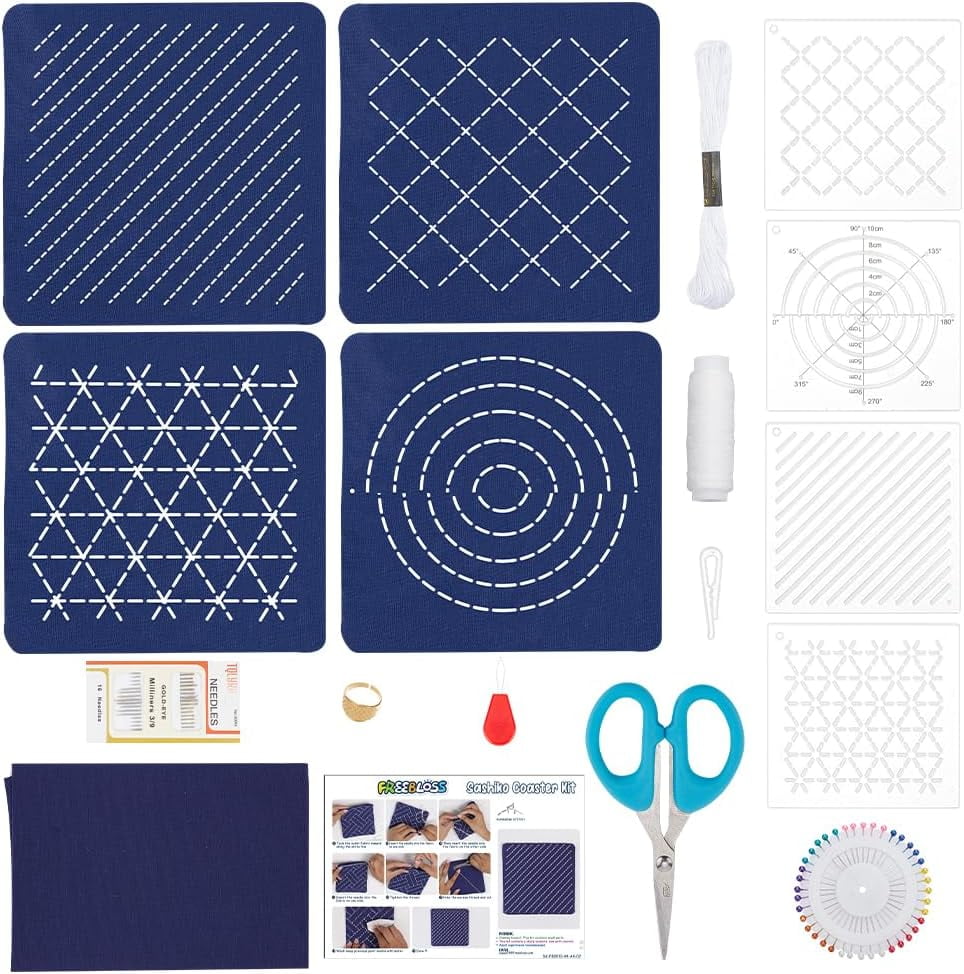 INFUNLY Sashiko Kordelzugbeutel Set - DIY Nähset Für Anfänger