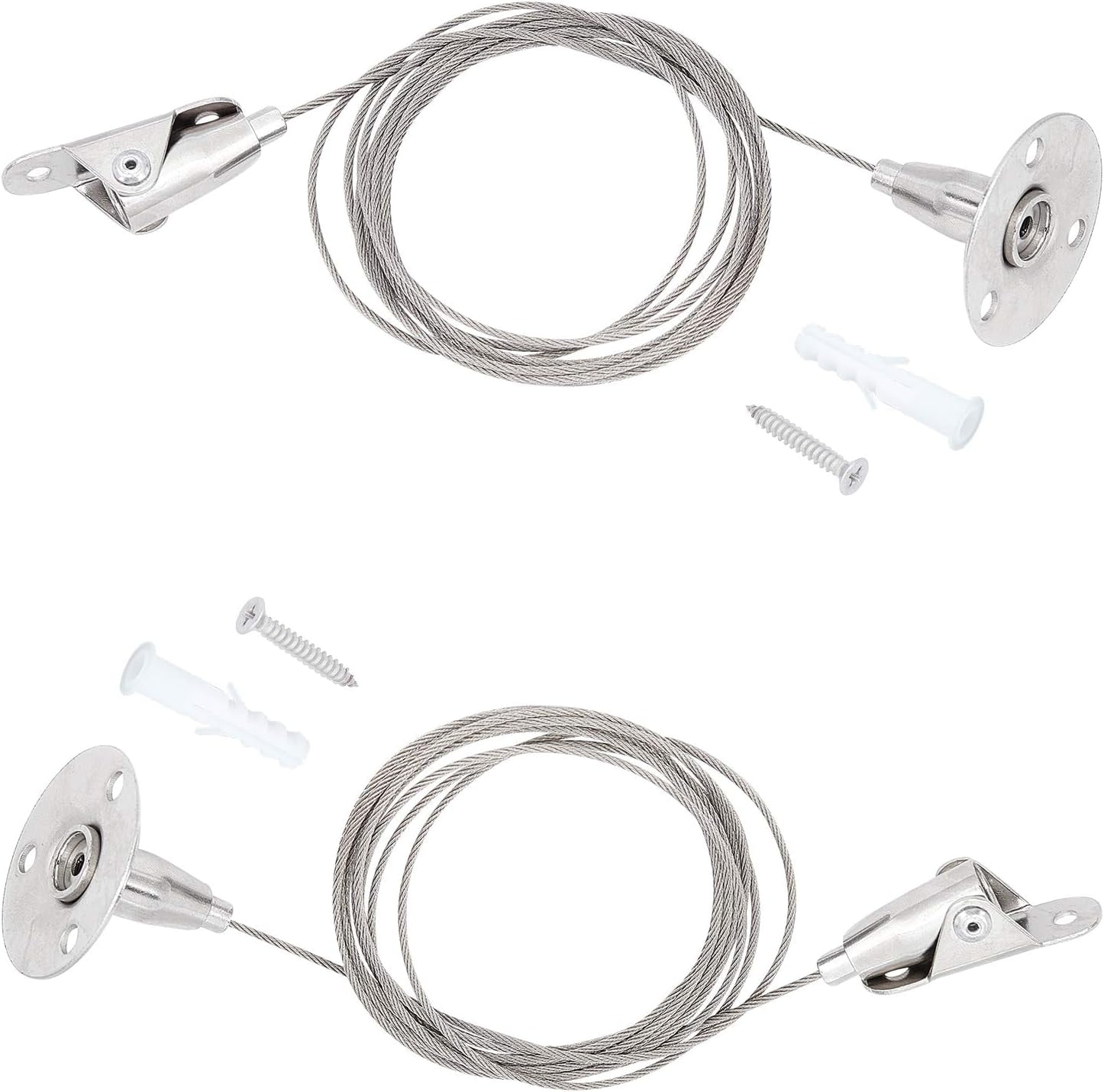 4 Set Stainless Steel Adjustable Wall Hooks Picture Rail Hanging System Adjustable Picture