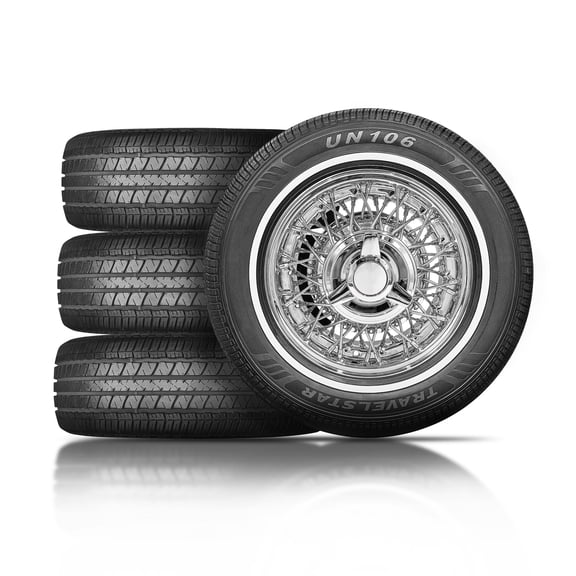4 Set Travelstar UN106 All Season 155/80R13 79T Passenger Tire White Wall 14mm 155/80/13 (Only Tire)