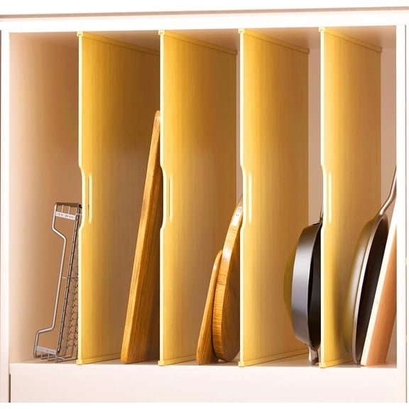 4 Set Trim-to-Fit Wood Tray Dividers for Cabinet, Cookie Sheet Organizer, Multi Layer Embedded Plug-in Board Storage, Cuttable DIY Storage Divider Insert Kitchen Bedroom Cabinet Closet