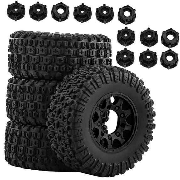 4 Sets 1/10 RC Car Wheels and Tires Accessories Easy to Install Durable Rubber for Slash W285 Users