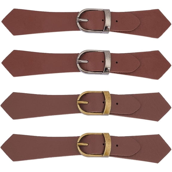 4 Sets 2 Colors PU Leather Sew-on Toggles Tab Closures Clips Brown Snap Toggle Buttons Sew On Jacket Buckles Metal Leather Cloak Clasp Fastener Replacement for Handmade Decor DIY Craft colorful