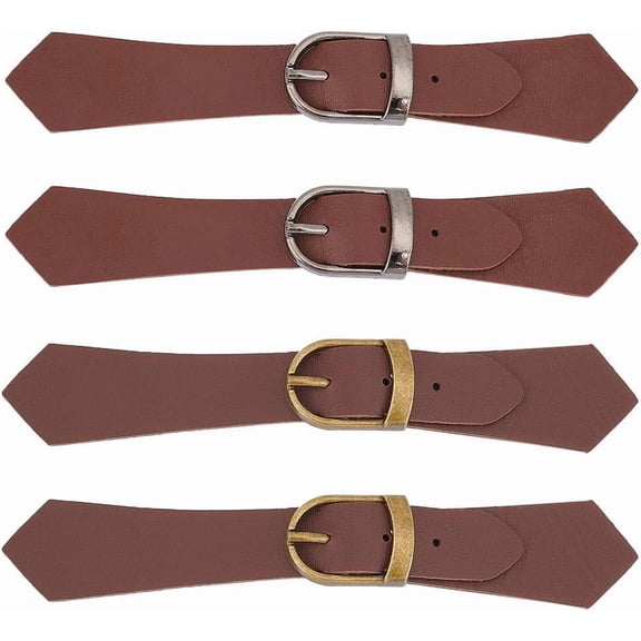 4 Sets 2 Colors PU Leather Sew-on Toggles Tab Closures Clips Brown Snap Toggle Buttons Sew On Jacket Buckles Metal Leather Cloak Clasp Fastener Replacement for Handmade Decor DIY Craft Mixed Color