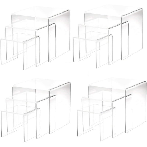 4 Sets, 3 Piece Acrylic Riser Set (Medium Square)