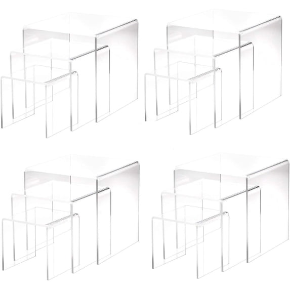 4 Sets, 3 Piece Acrylic Riser Set (Medium Square)