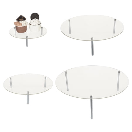 4 Sets 4 Styles Round Acrylic Cupcake Riser Holder Acrylic Desserts Dispaly with Stainless Steel Bar Clear 15~300x3.5~10cm 1 set/style