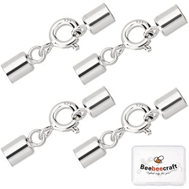 20pcs Stainless Steel Cord End Caps And Spring With Lobster Claw Clasp For Jewelry Making