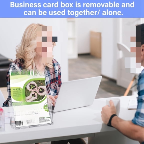 4 Sets Acrylic Brochure and Business Card Holder 8.5 x 11'' Clear Brochure Display Stand with Removable Business Card Holder Plastic Flyer Stand for Magazine Pamphlet Booklet Journal$$Other