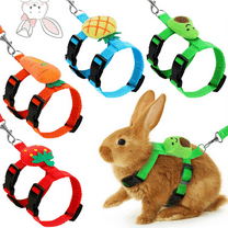 4 Sets Adjustable Bunny Rabbit Harness and Leash Set Small Pet Cute Vest Harness Leash with Decoration for Bunny Ferret Small Pets(Fruit)
