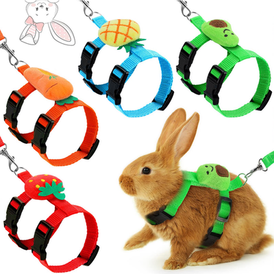 4 Sets Adjustable Bunny Rabbit Harness and Leash Set Small Pet Cute Vest Harness Leash with Decoration for Bunny Ferret Small Pets(Fruit)