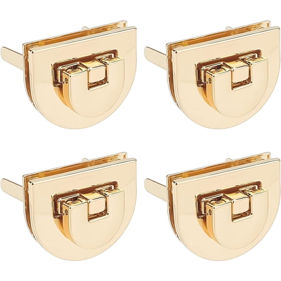 4 Sets Alloy Bag Twist Lock Clasps Semicircle Purse Turn Lock Clasp Metal Hardware Clip Clasp Purse Closure Twist Lock Fastener Purse Closure Latches for DIY Purse Making Accessory