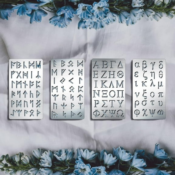 4 Sets Alphabet Symbols Metal Stencil 4 Styles Metal Embossing Stencil Template DIY