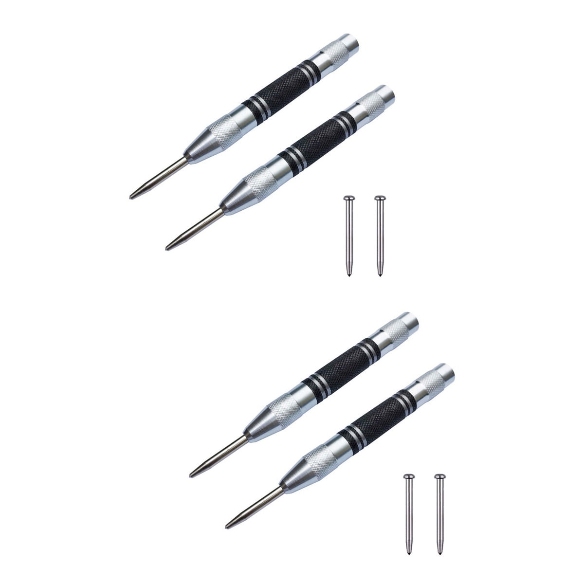 4 Sets Automatic Center Punches Spring Loaded Center Hole Punches for