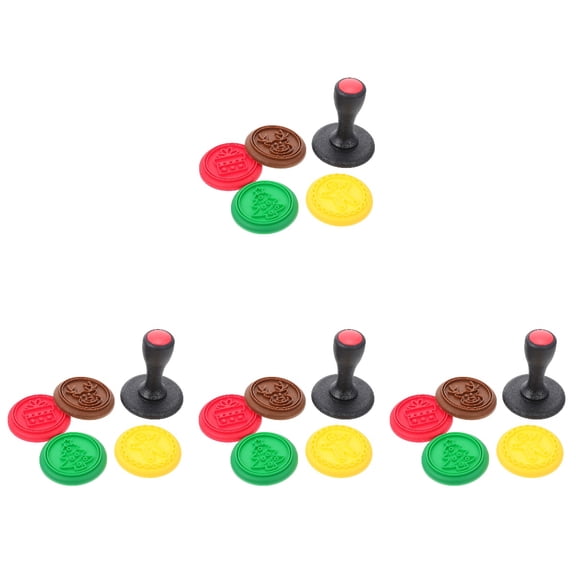 4 Sets Baking Stamps Christmas Themed Cookie Stamps Silicone Cookie Molds Biscuit Molds (Random Style)