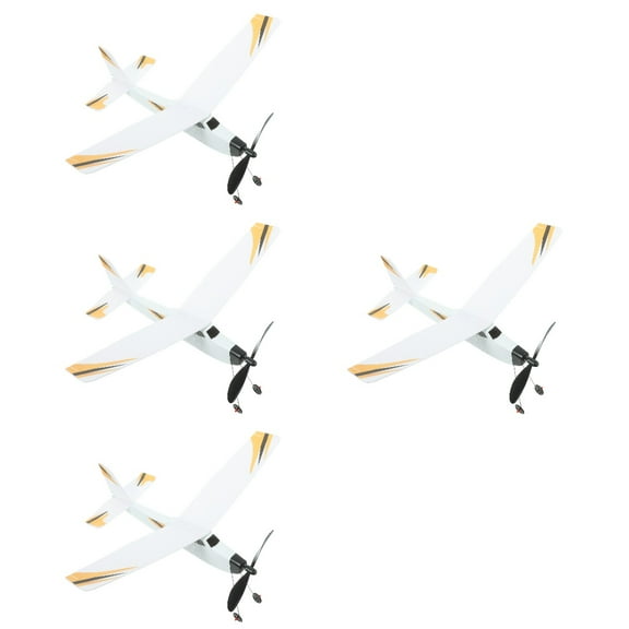 4 Sets Balsa Wood Airplane Aeroplane Rubber Band Powered Glider