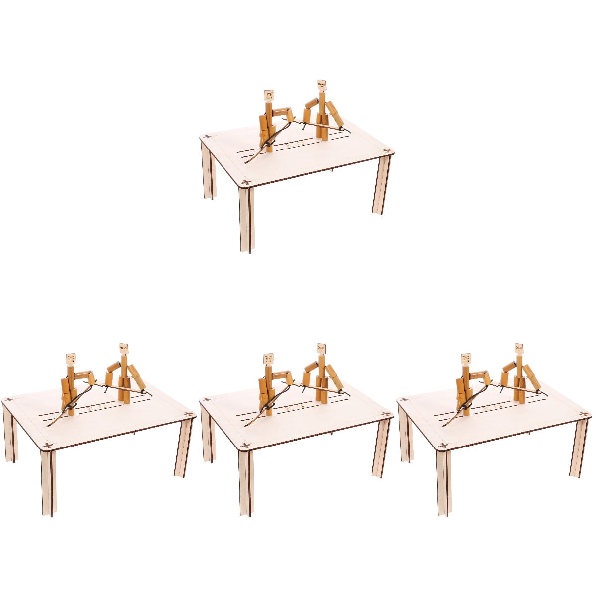 4 Sets Bamboo Puppet Kit Funny Bamboo Puppet Kit with Wooden Fighting ...