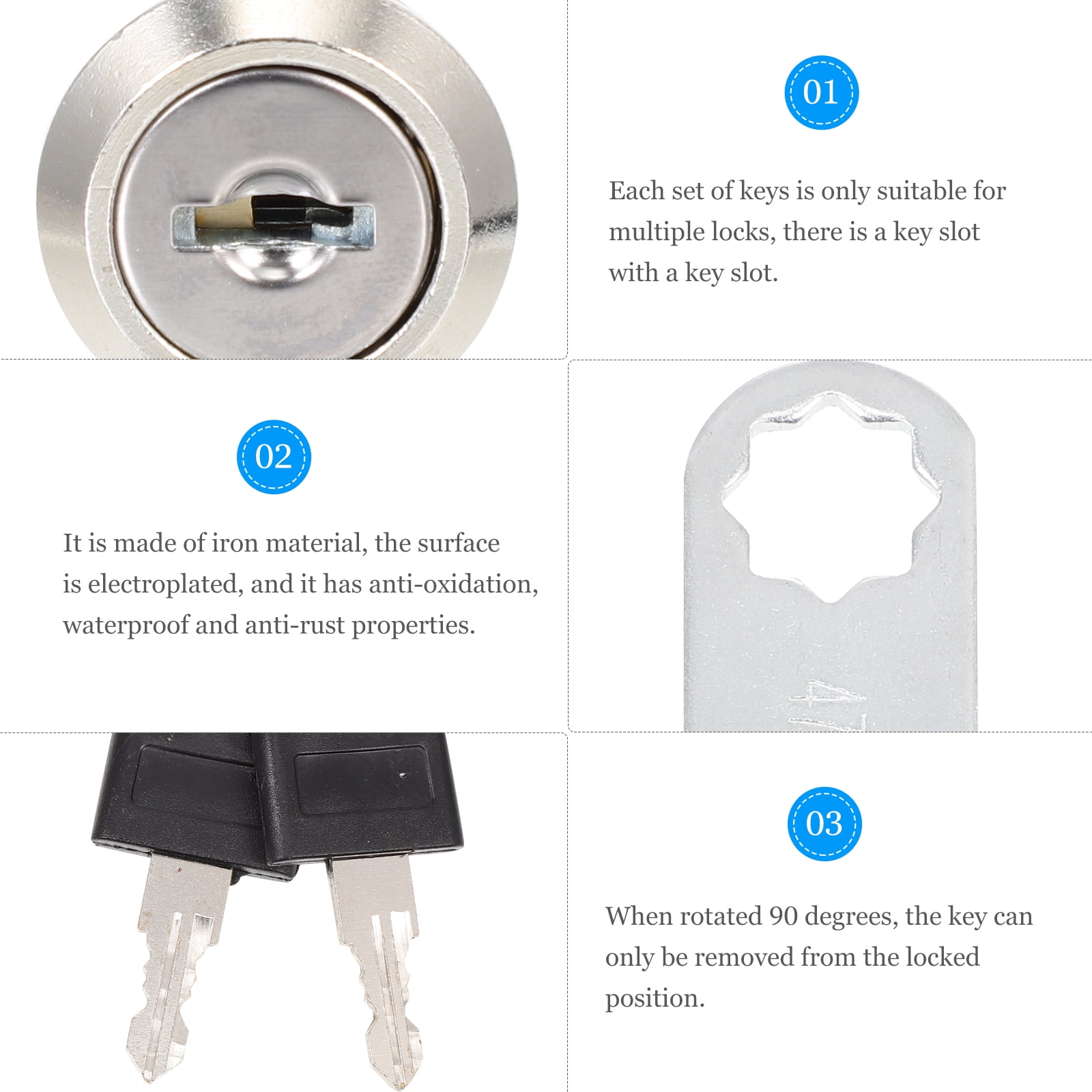 4 Sets Lock 25mm Mailbox Lock And Key Cylinder Lock For Storage Unit