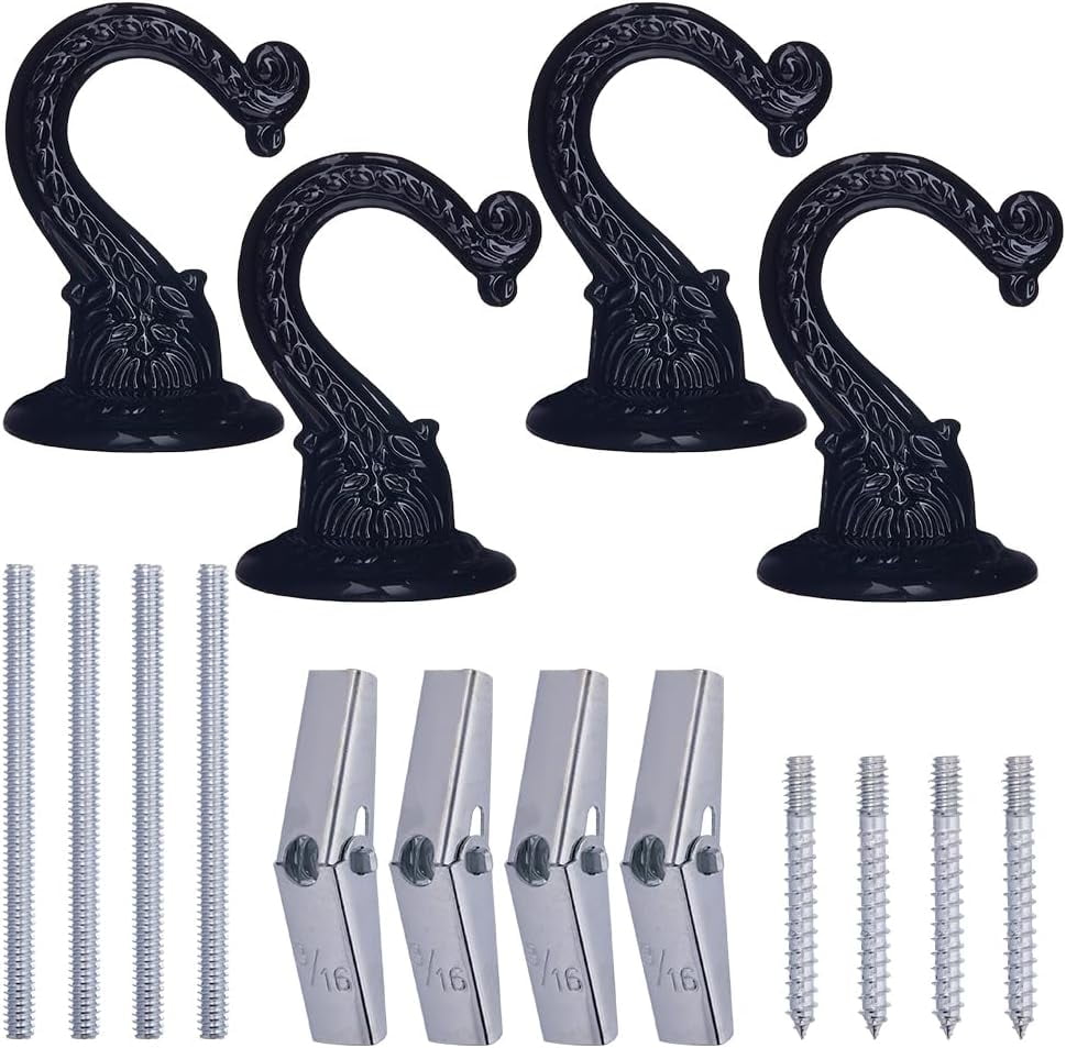 4 Sets Ceiling Hooks Canopy Bed Hooks Ceiling Swag Hooks Heavy Duty ...