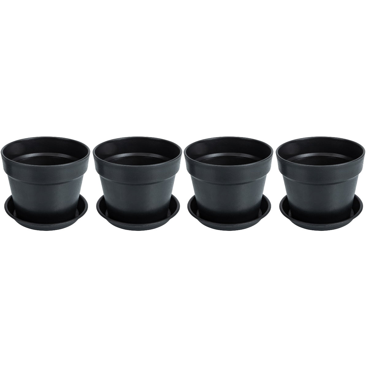 TABLZONE Black Plastic Plant Pots Set of 4 for Indoor and Outdoor Gardening, and Stylish Home