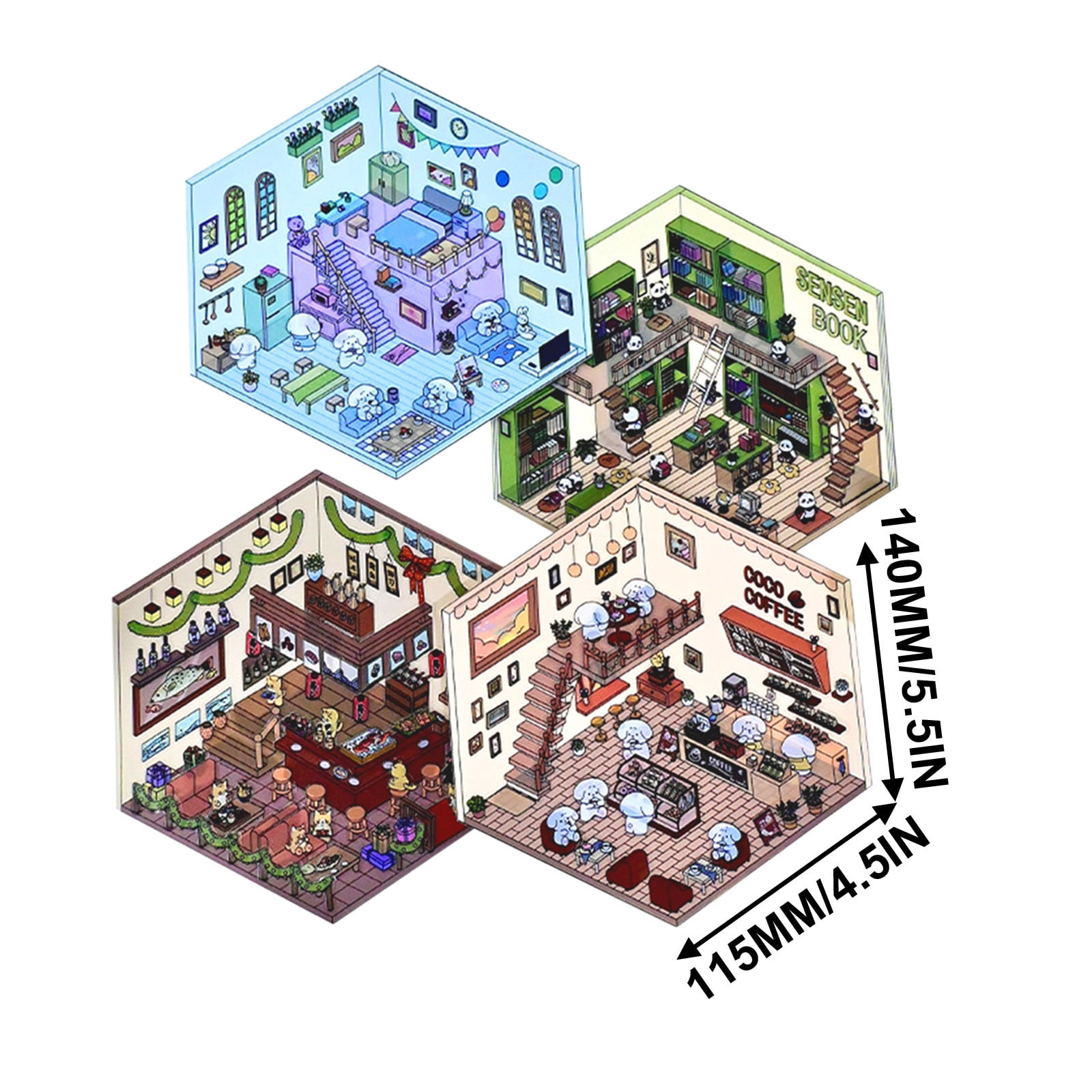 CHUANFU 3D House Sticker Set - 10 Designs Mit Pinzette