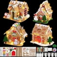 thumbnail image 1 of 4 Sets DIY Christmas Gingerbread House Kit with Lights Cardboard Christmas Craft Kit Gingerbread House Decor Make a Gingerbread House for Christmas Party Games DIY Home Decor (Fence Style) White, 1 of 5