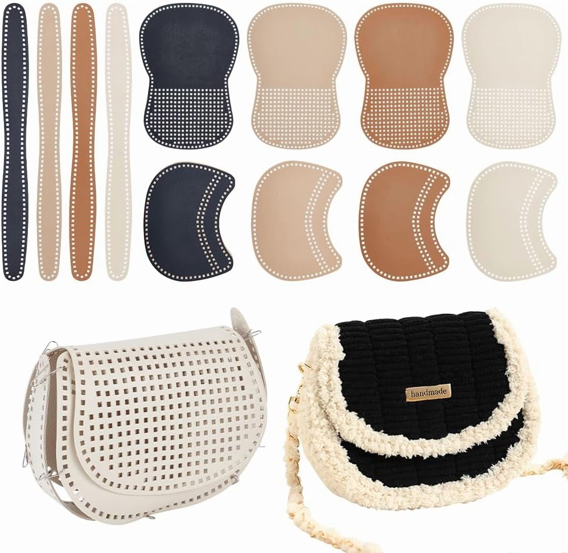 4 Sets DIY PU Leather Bag Knitting Set PU Leather Mesh Sheet Kit for Crochet Bag Making Handmade Handbag Crochet Kit for Acrylic Yarn Crafting Knit and Crochet Projects 4 Colors Colorful DIY